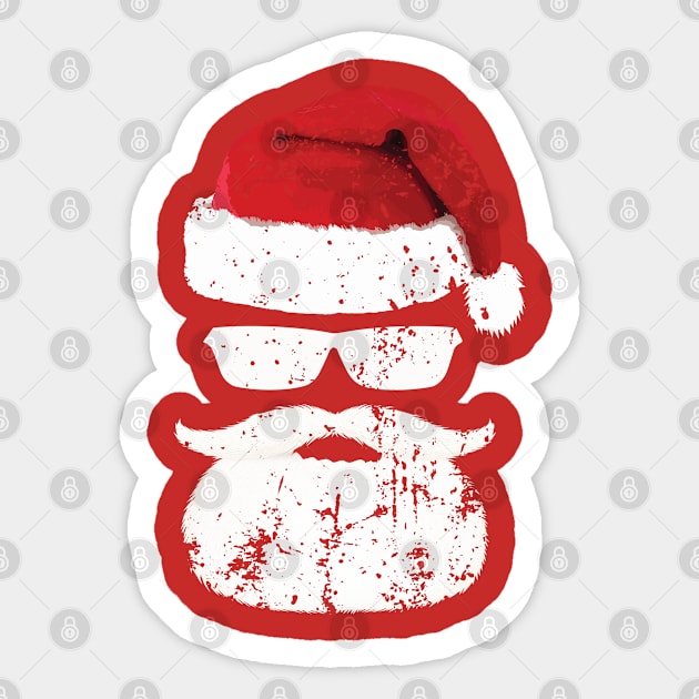 Funny Santa Claus Face Sunglasses with Hat Beard Christmas Sticker by Nolinomeg